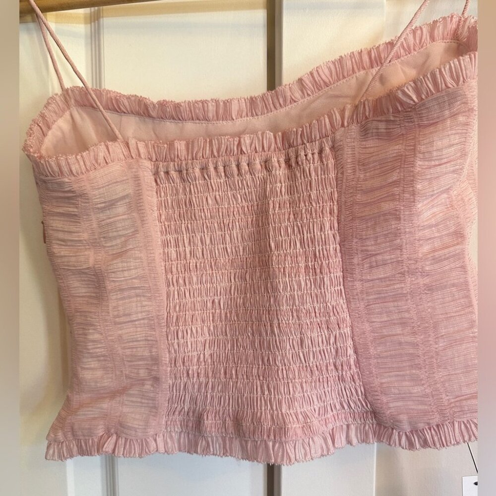 NWT Reformation Trixi Top in Baby Pink Smocking Flower Detail | size 0 - Picture 9 of 11